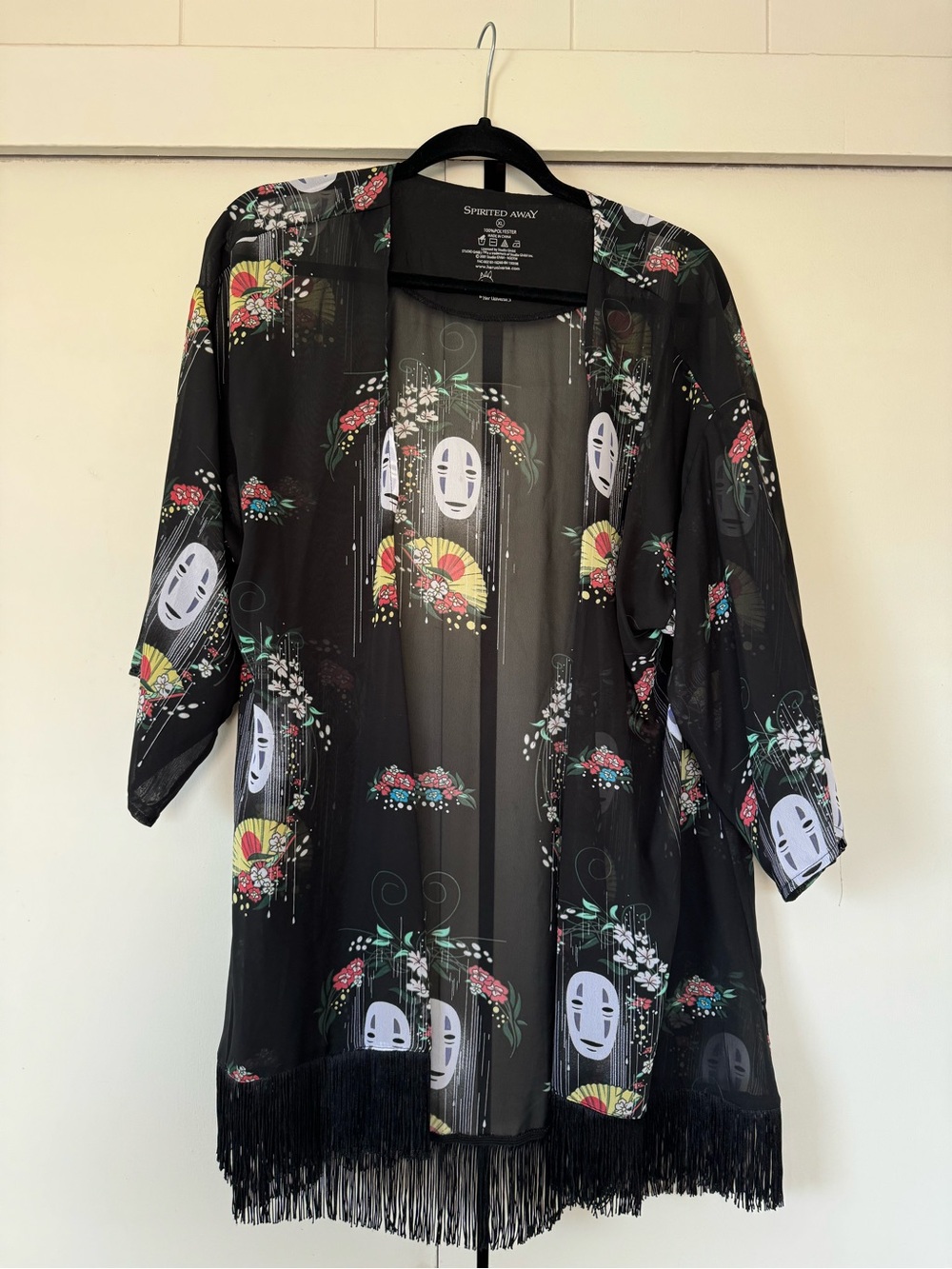 Spirited Away Studio Ghibli Sheer Black Coverup W/ Tassels XL